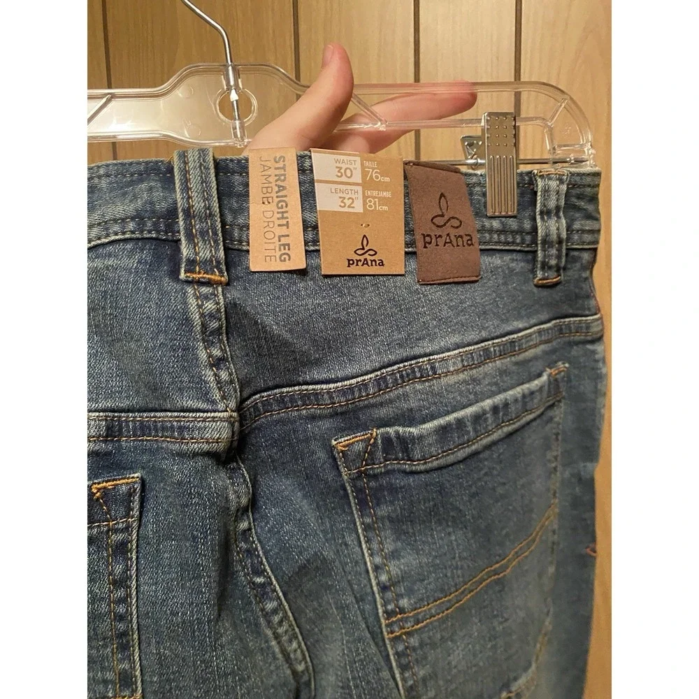 prAna Axiom Straight Leg Jeans Men's 30x32 Antique Stone Wash Stretch NWT